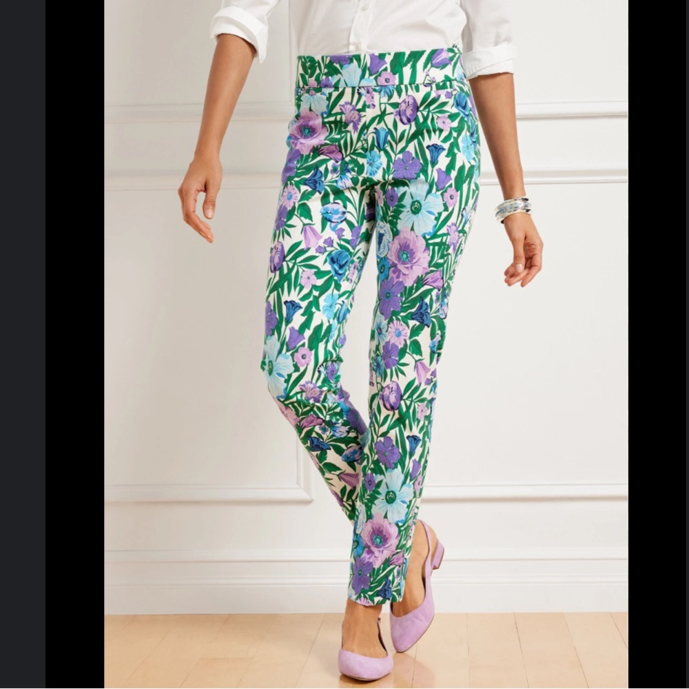 TALBOTS Chatham Ankle Floral Pant in Glorious Garden 8P